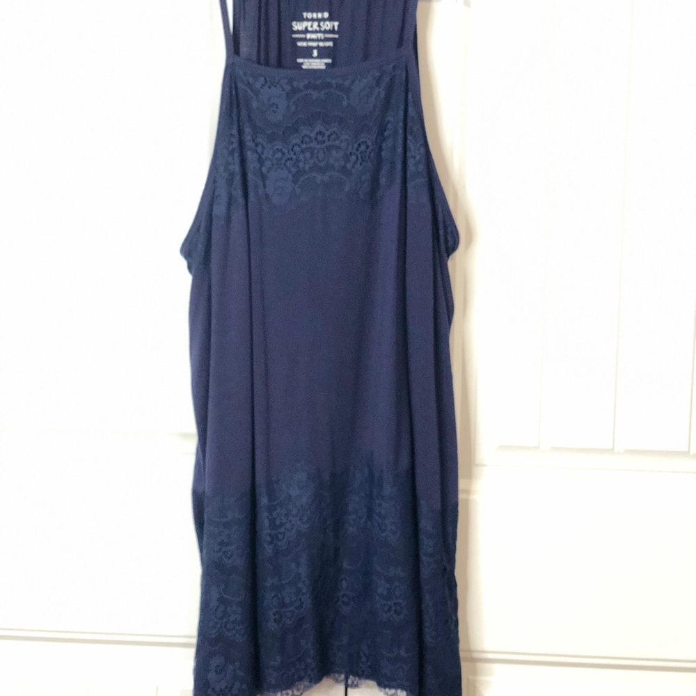Torrid Super Soft Knits Blue Lace Halter Cami